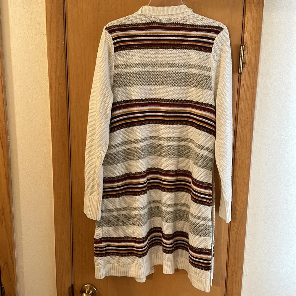 Torrid Ivory Stripe Shawl Knit Cardigan Sweater Open Front Pockets Plus Size 1